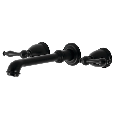 Kingston Brass KS7020NL Two-Handle Wall Mount Tub Faucet, Matte Black KS7020NL